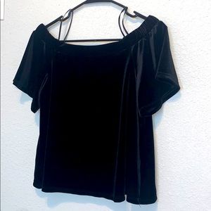 Black fleece off the shoulder top